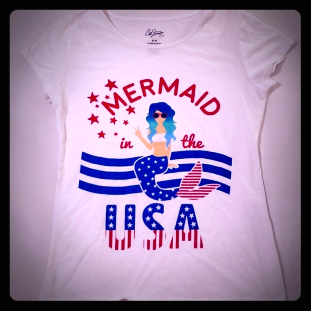 🇺🇲🧜‍♀️ Girls Patriotic Mermaid Shirt Size XL